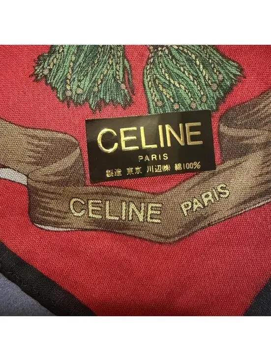 #Celine authentic with original sticker attached red scarf horse carriage design - Picture 1 of 2